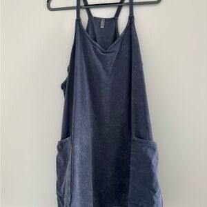 Free People Navy Blue Pinafore Shorts Romper